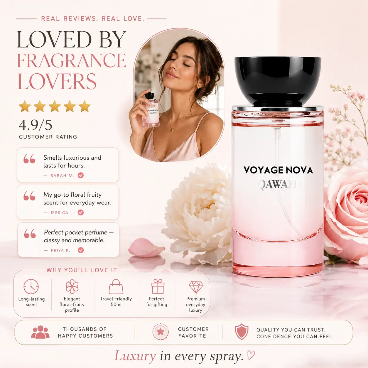 Voyage Nova™ Signature Rose Perfume | Fruity Floral Women's Fragrance