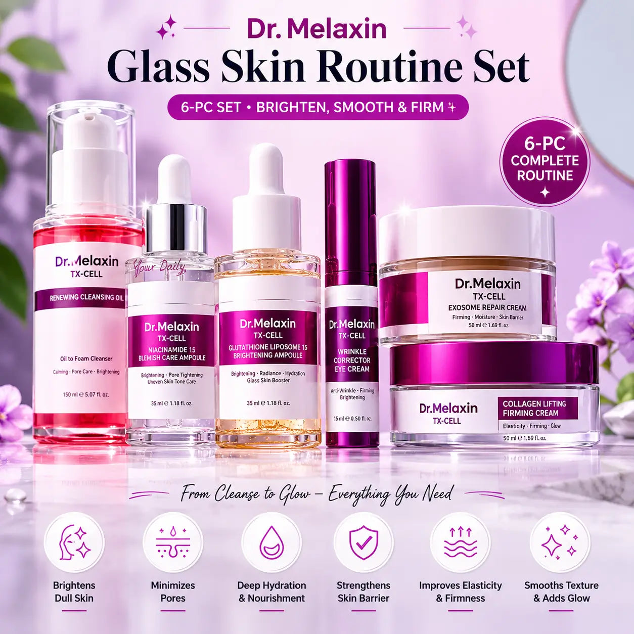 Dr. Melaxin Glass Skin Routine Set Brighten, Smooth & Firm