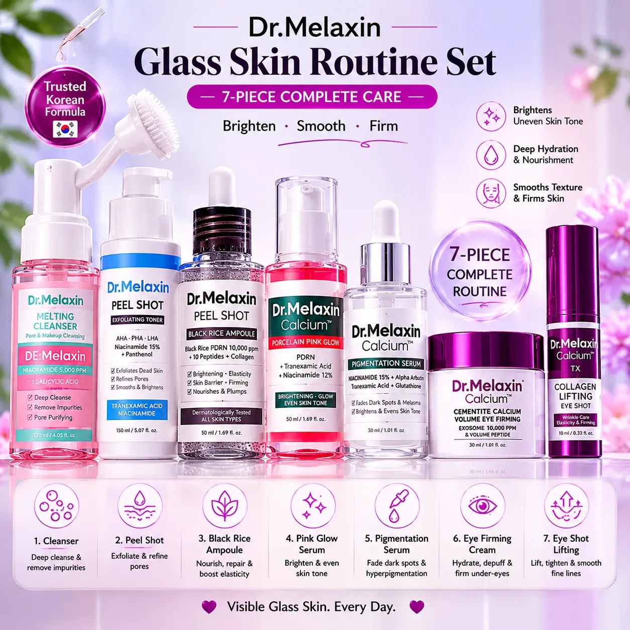 Dr. Melaxin Glass Skin Routine Set Brighten, Smooth & Firm